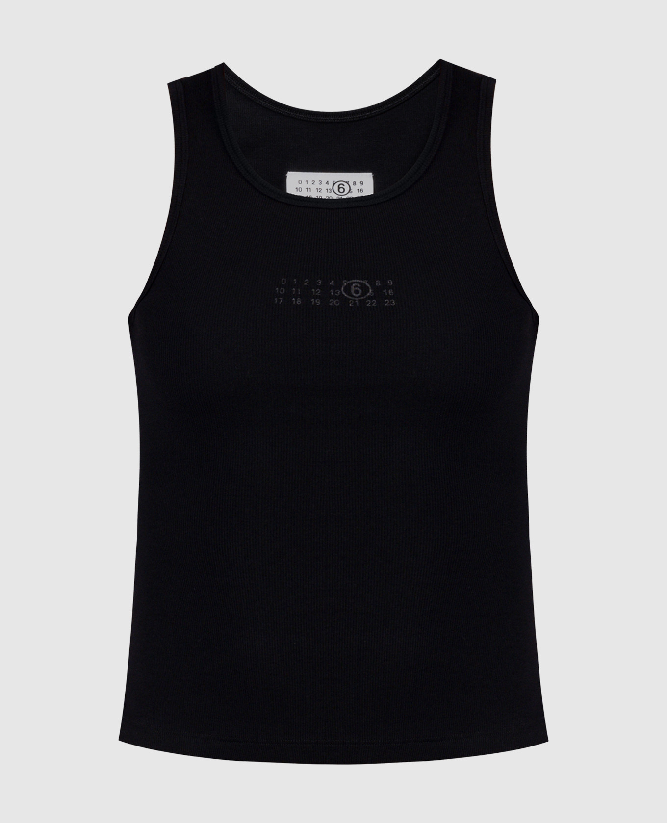 Black ribbed top with logo print
