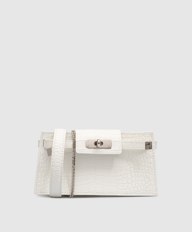 Ermanno Scervino White leather belt bag with embossing under the skin of a reptile D423T705LBH