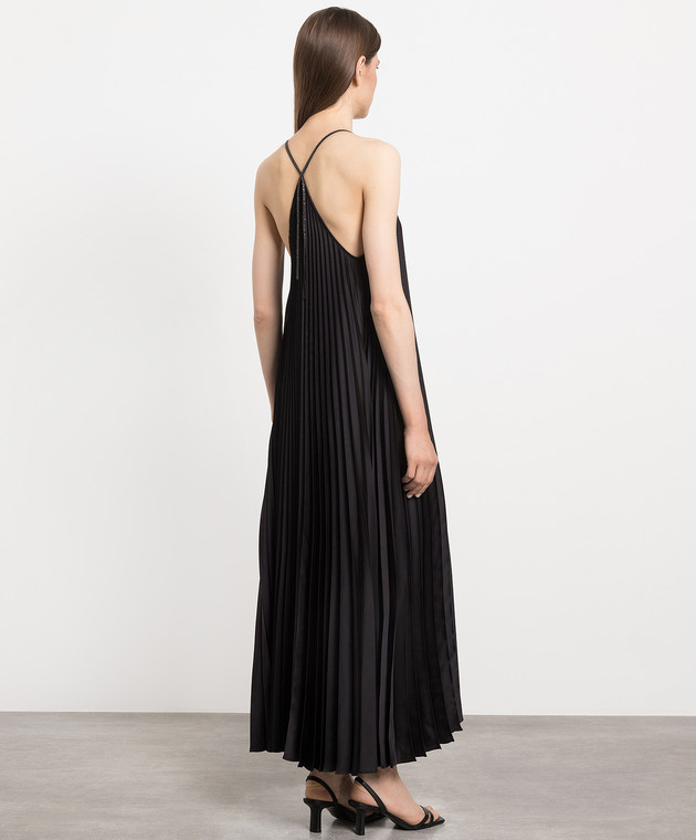 Brunello Cucinelli Black pleated dress with monil chain ML172A5070 image 4