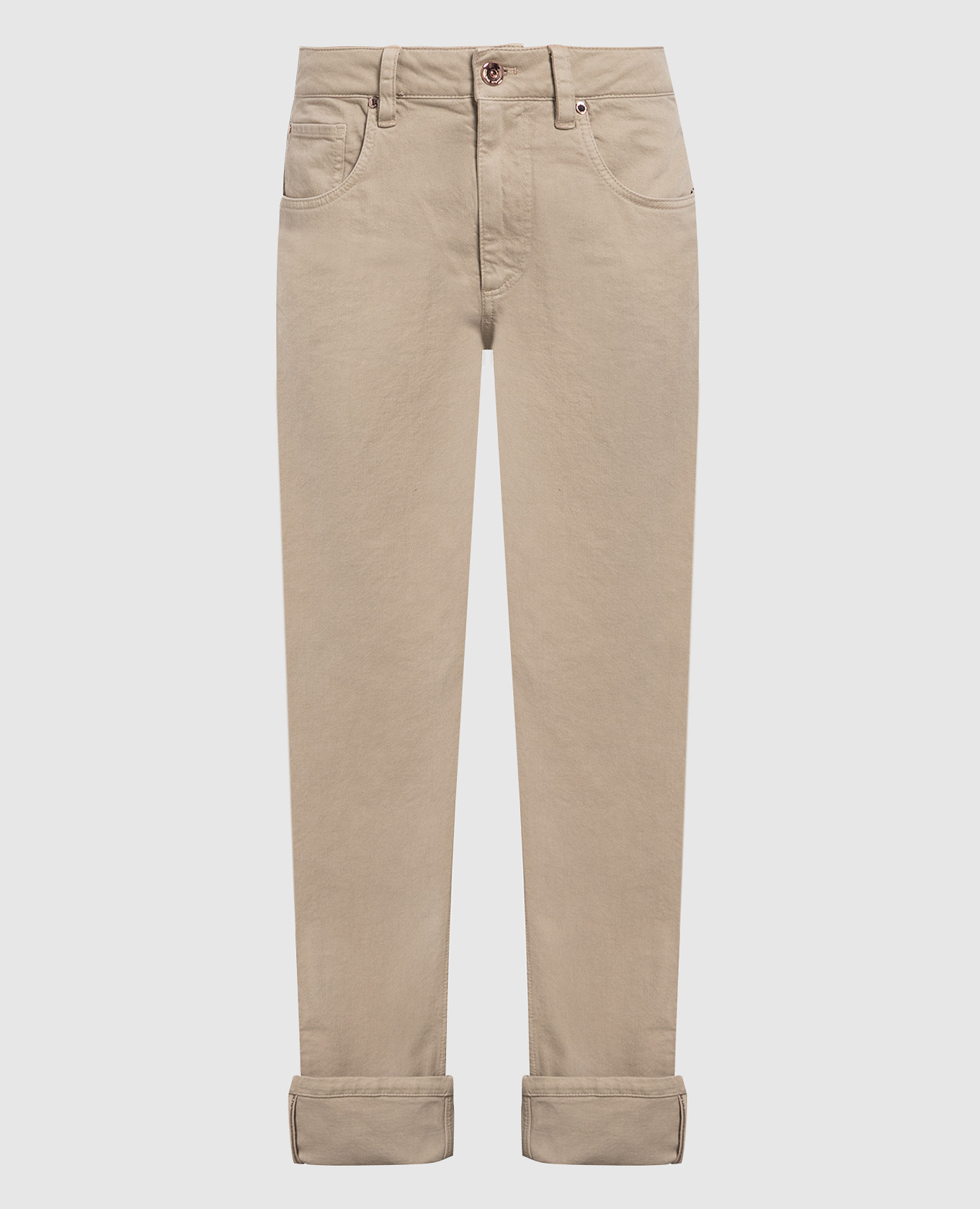 Beige jeans with monil chain