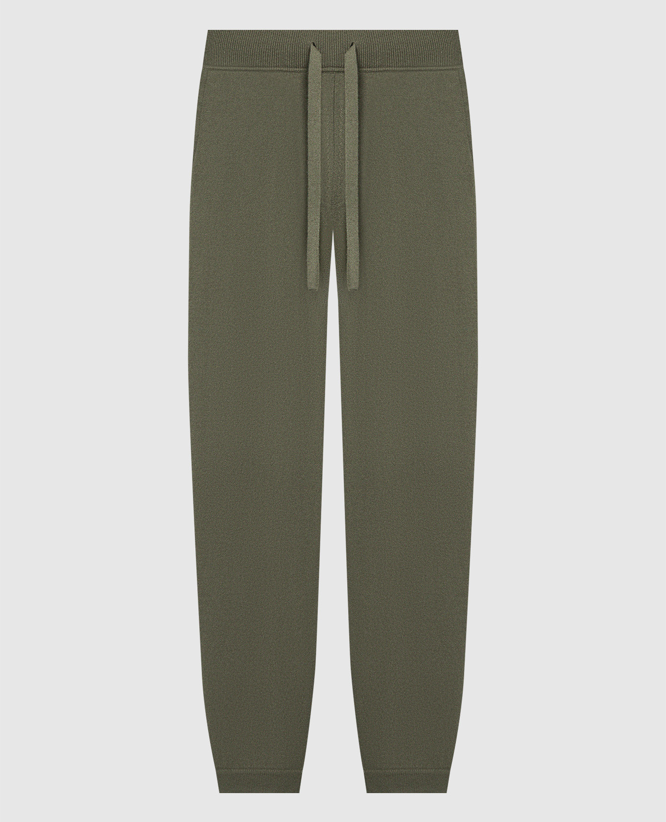 Khaki wool and cashmere joggers