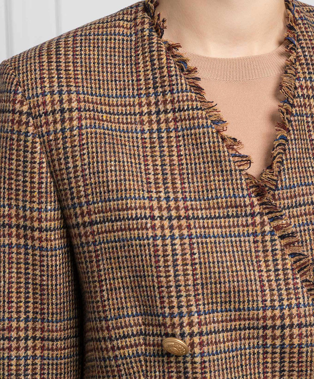 Ballantyne Brown double-breasted check woolen jacket BLJ033KWL02 image 5