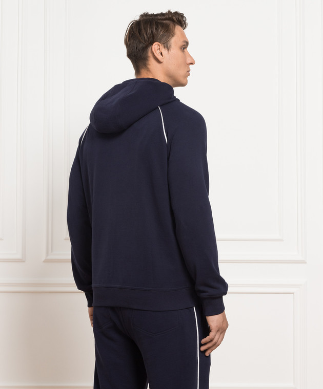 Brunello Cucinelli Темно-синяя спортивная кофта с вышивкой логотипа MTU143109G изображение 4