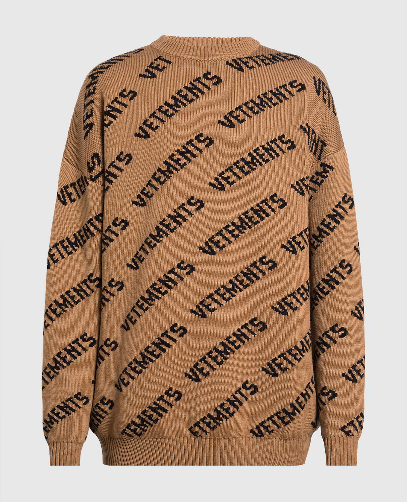 

Коричневый свитер из шерсти в узор логотипа, Свитера