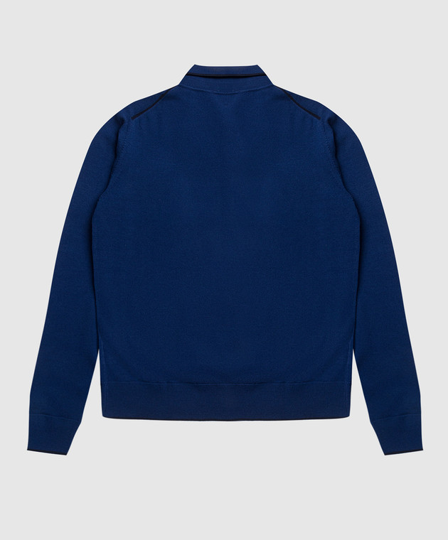 Stefano Ricci Children's blue wool polo shirt with crocodile skin inserts KY07005PJ3Y17401 image 2