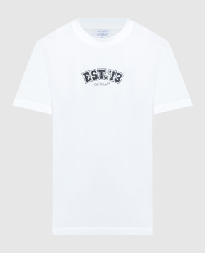 Off-White Біла футболка Logic з принтом OMAA027G23JER012