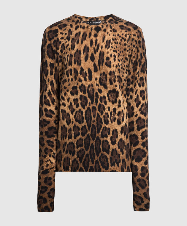 Dolce&Gabbana Brown leopard print cashmere jumper FM192KF56FA