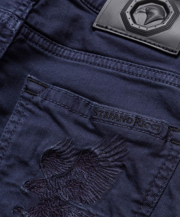 Stefano Ricci Дитячі сині джинси з вишивкою логотипу YST84000301299 зображення 3