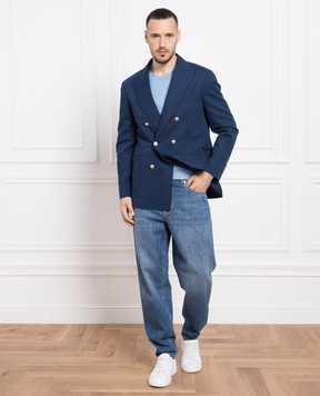 Brunello Cucinelli Синий двубортный блейзер MW4957BBDE