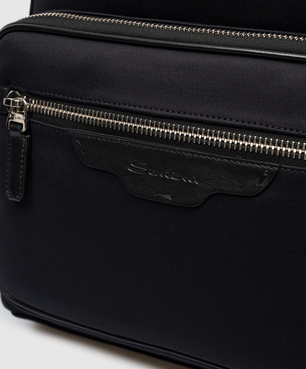 Santoni Черный рюкзак с логотипом UIBBA2364ENA2NN изображение 5