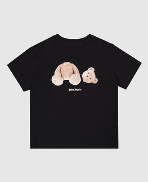 Palm Angels Детская черная футболка с принтом Медведь PGAA002C99JER003