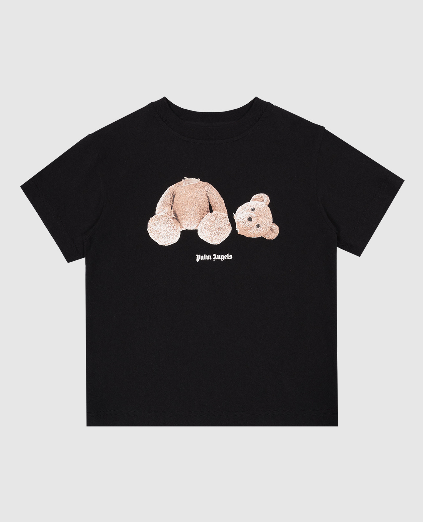 Детская черная футболка с принтом Медведь