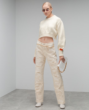 Heron Preston Бежеві джинси з проріхами HWYA017F23FAB001