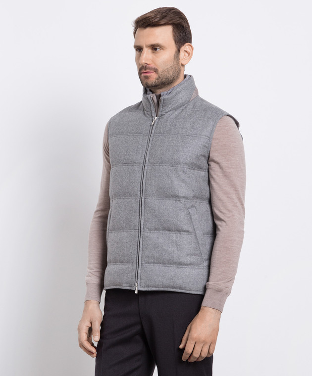 Enrico Mandelli Gray down vest made of wool and cashmere A7T7723821 image 3