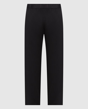 Off-White Черные спортивные брюки с лампасами в принт Ow Face OMCJ021F22FAB001