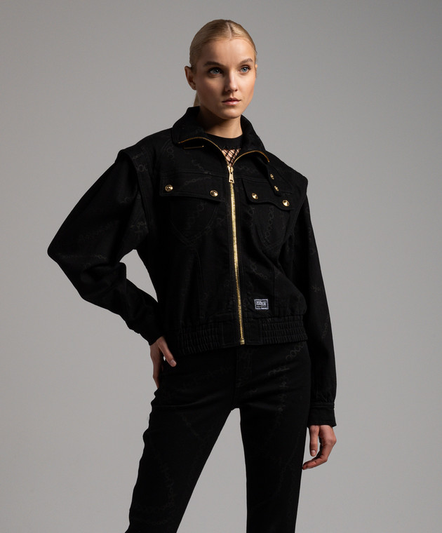 Versace Jeans Couture Black denim jacket with Necklace print 75HAS457DS010L54 image 3