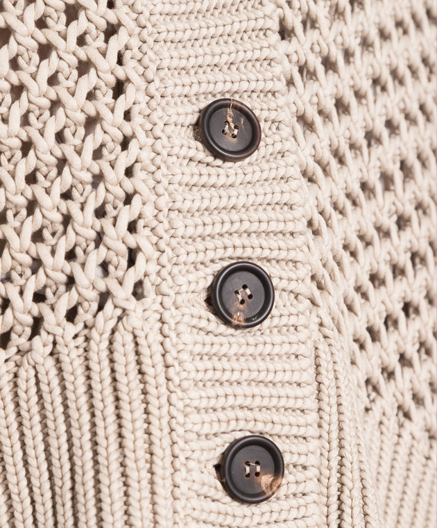 Brunello Cucinelli Бежевый кардиган с ажурной вязкой M8E367516 изображение 5