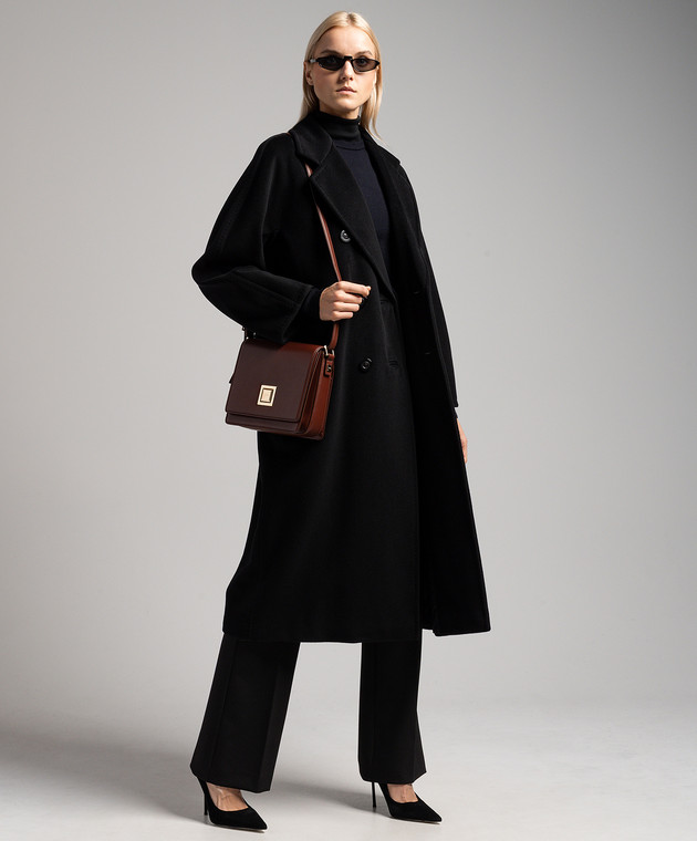 Max Mara Black double-breasted Madame coat in wool and cashmere MADAME image 2