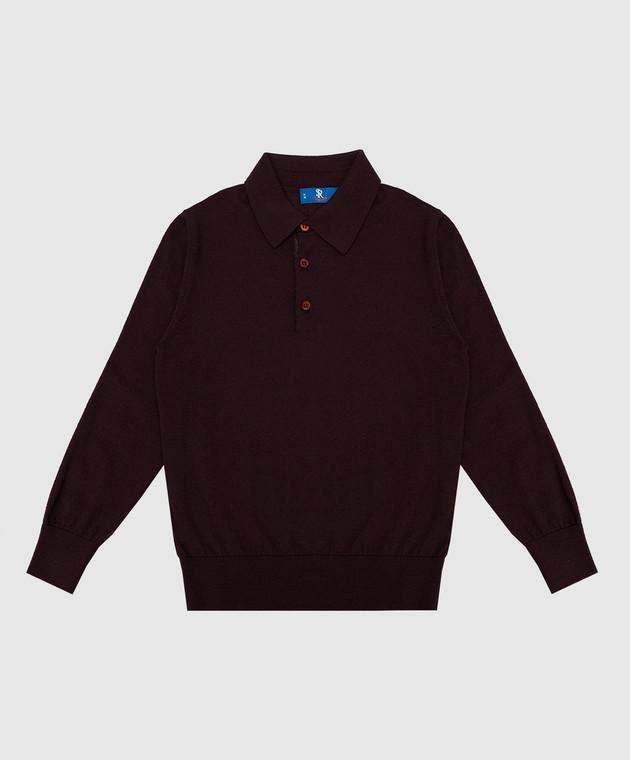 Stefano Ricci Children's burgundy polo shirt made of wool KY06000PJ3Y18414