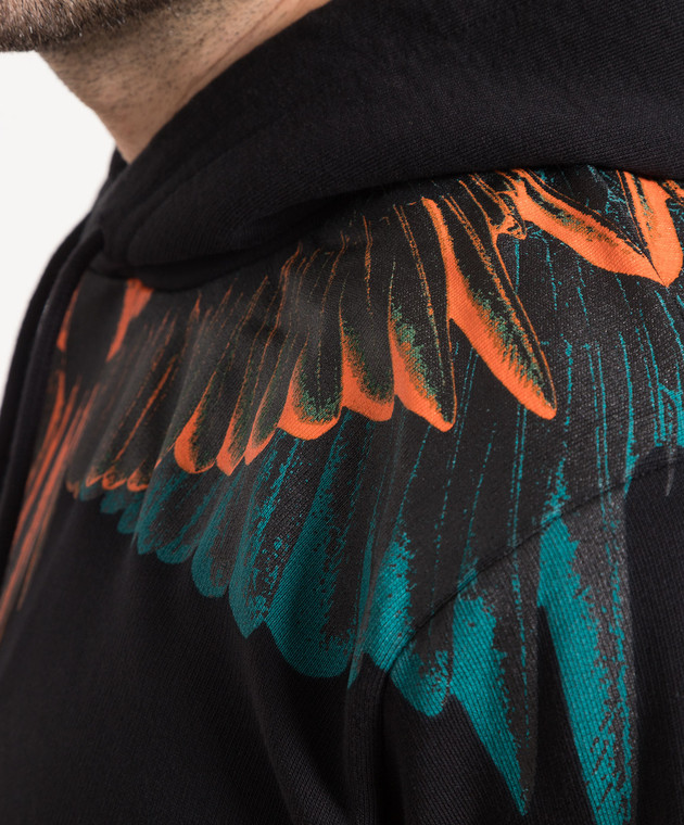 Marcelo Burlon Черное худи с принтом LINES WINGS CMBB007F22FLE001 изображение 5
