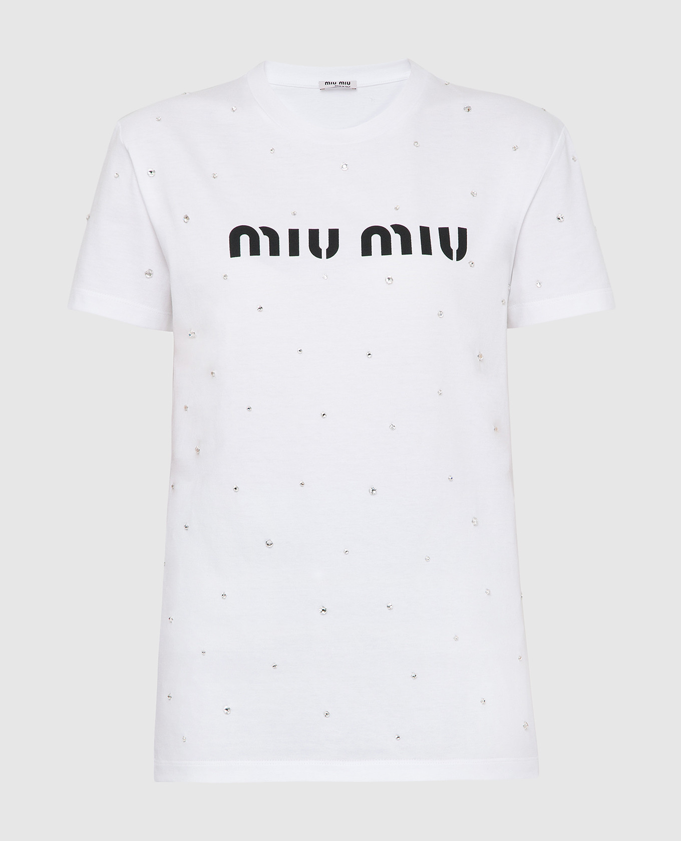 Miu Miu - Белая футболка с кристаллами MJN2401XE1 купить в Symbol