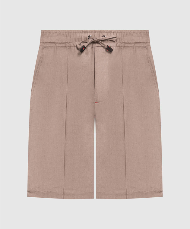 ISAIA Brown linen shorts PNC02195680