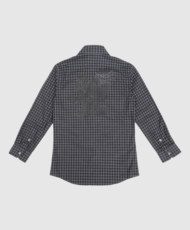 Stefano Ricci Children's dark gray checked shirt YC004123M1812 image 2