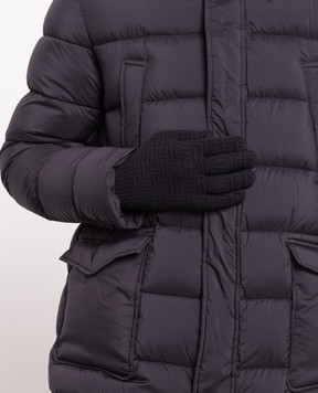 Bottega Veneta Чорні рукавички з вовни та кашеміру в фактурний візерунок 708694V29M0