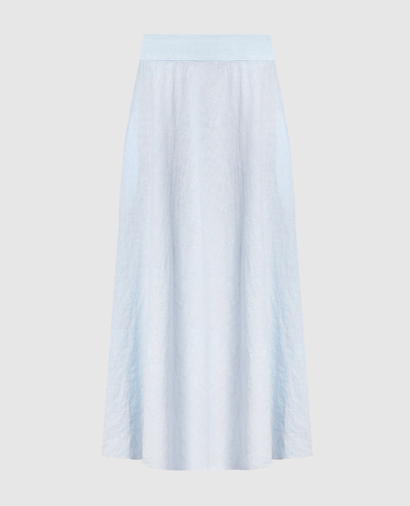 Blue linen midi skirt