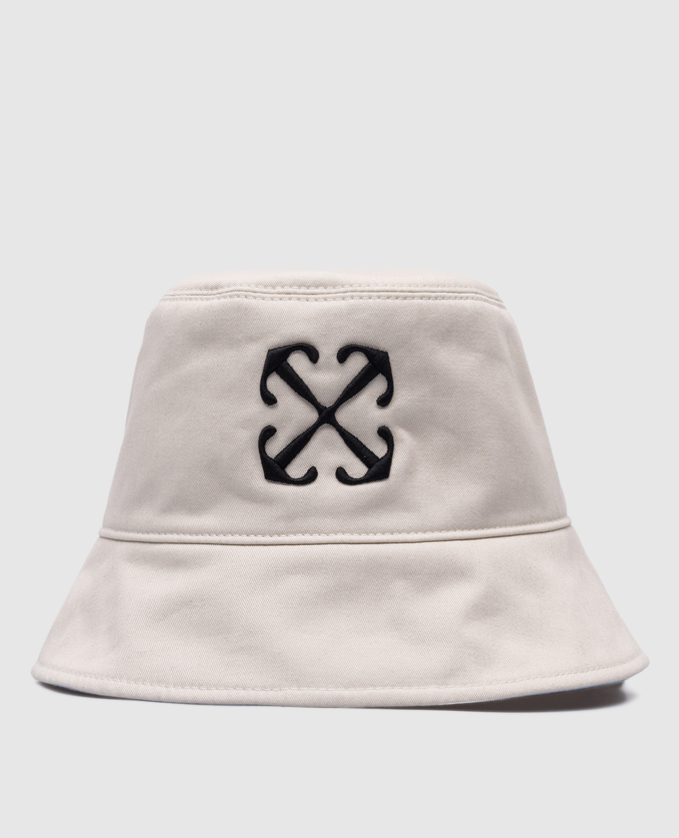 

Бежевая панама с контрастной вышивкой логотипа, Бежевый, Панамы