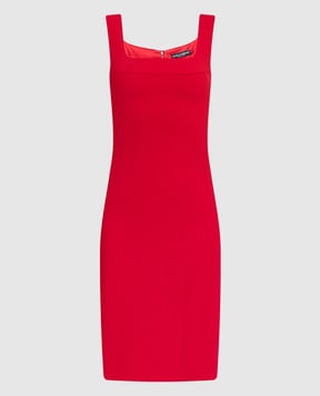 Dolce&Gabbana Красное платье-футляр с разрезом F6K6CTFURDV