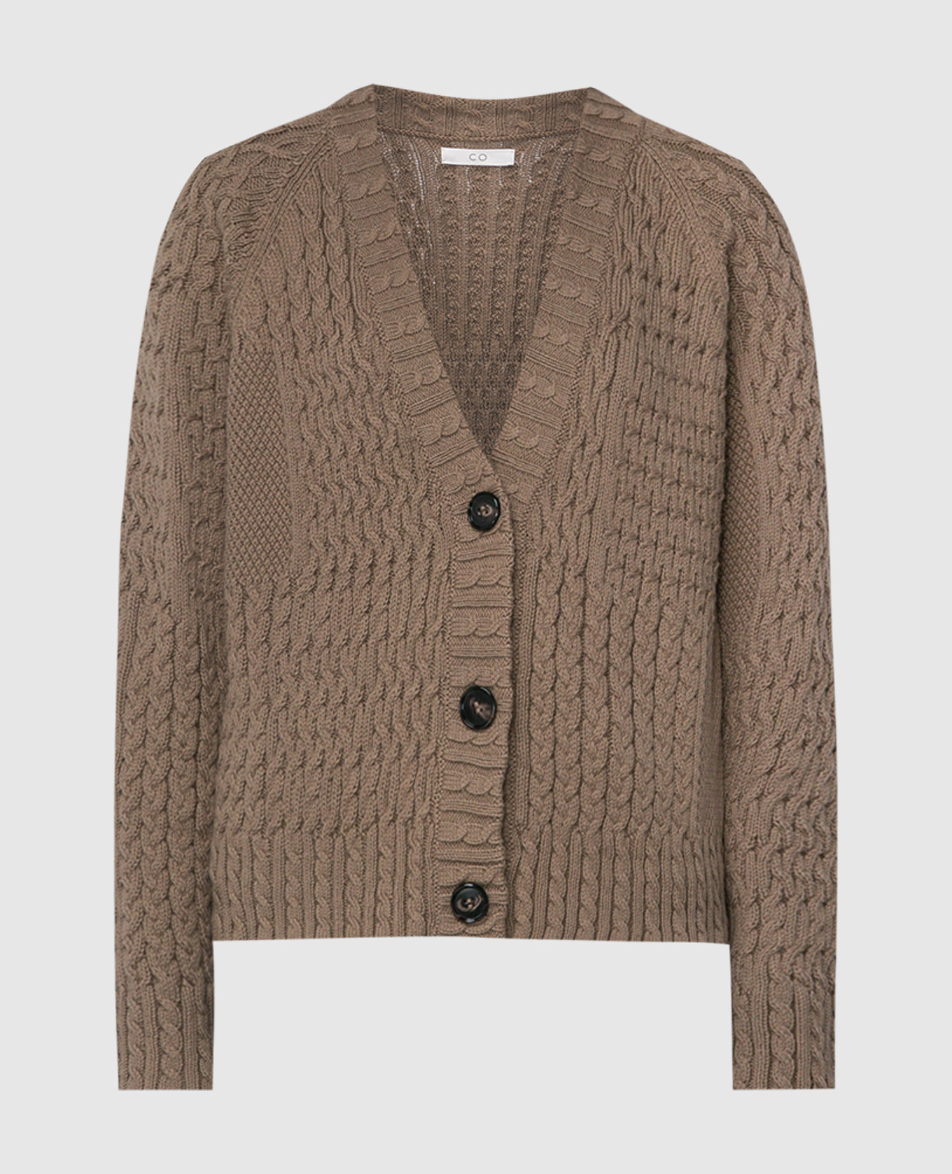 Cardigan with a textured khaki pattern