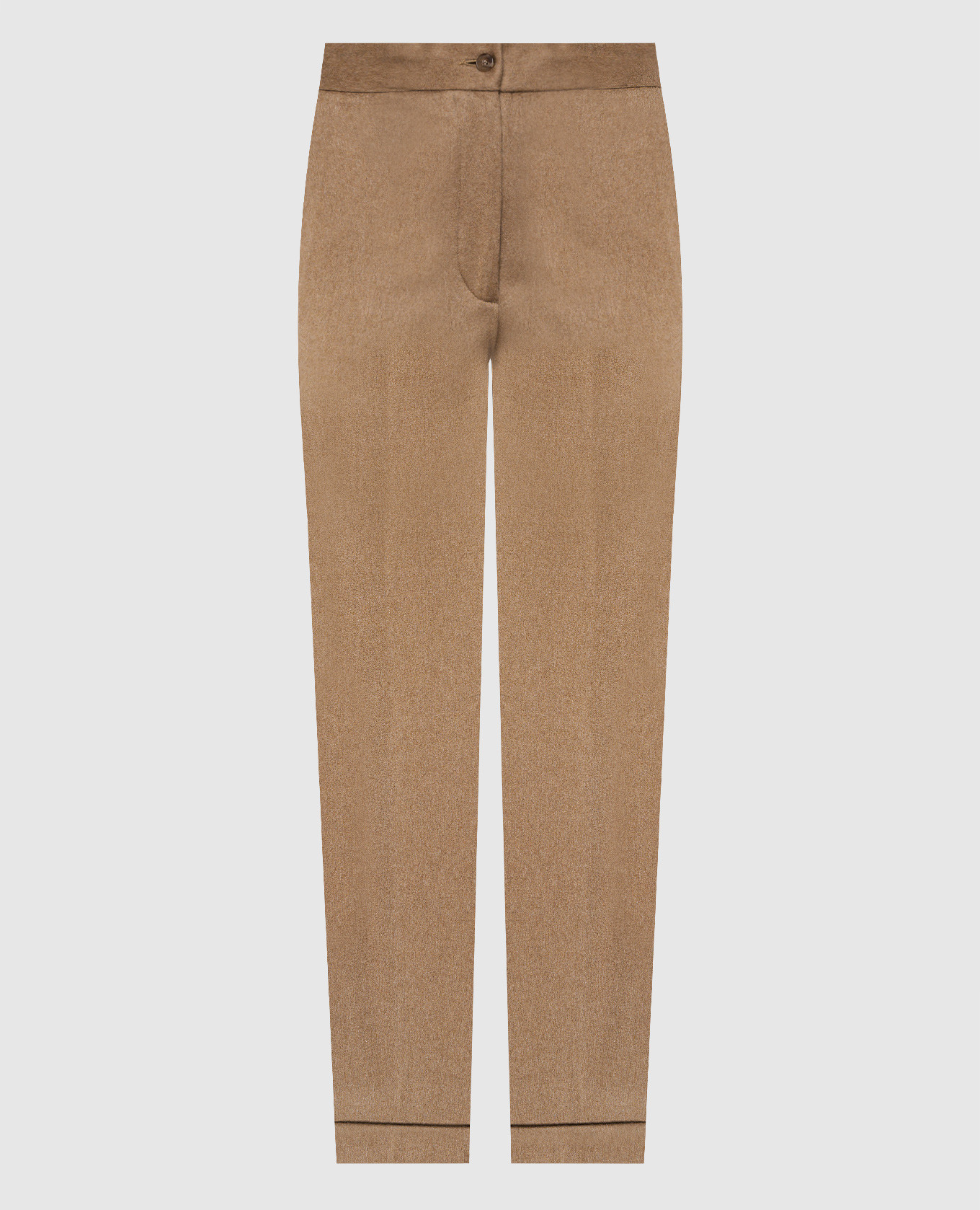 Brown cashmere trousers with lapels