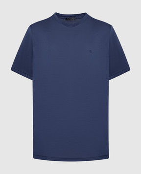 Bertolo Cashmere Синя футболка з вишивкою логотипа 0002520019125860