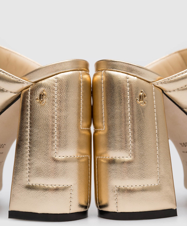 Jimmy Choo Golden leather Themis mules with figured quilting THEMISSANDAL100RBA изображение 5