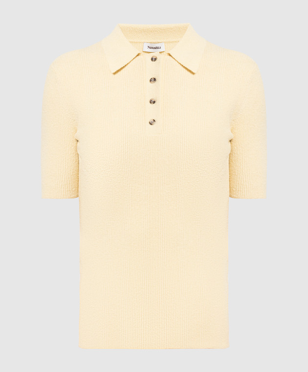 Nanushka Elani yellow striped polo shirt NW23SSSH00311