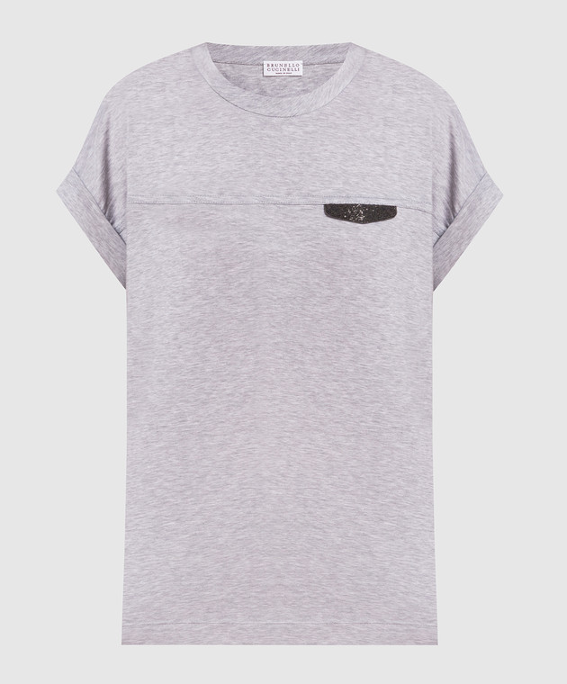 Brunello Cucinelli Gray t-shirt with monil chain M0A45EE520