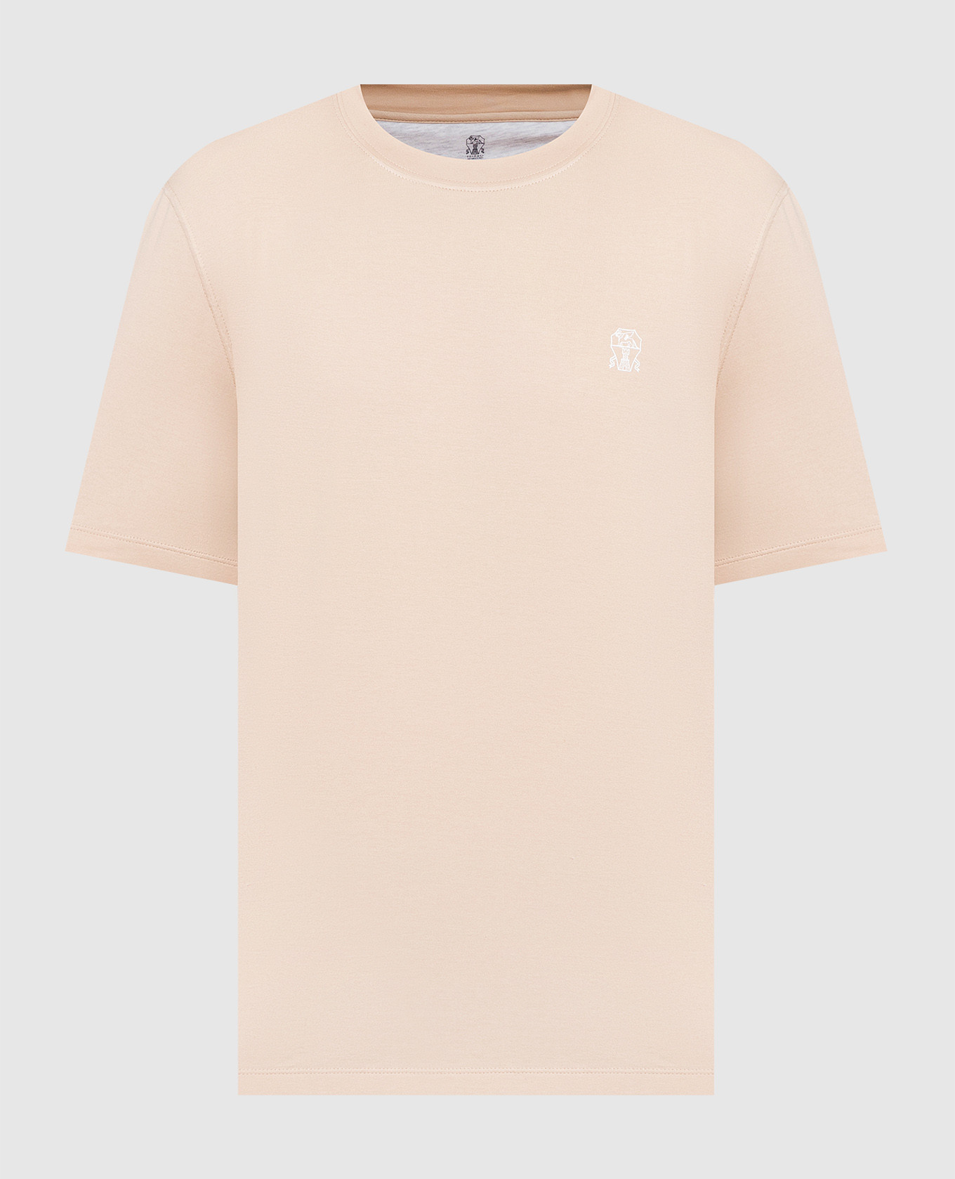 Beige t-shirt with logo print