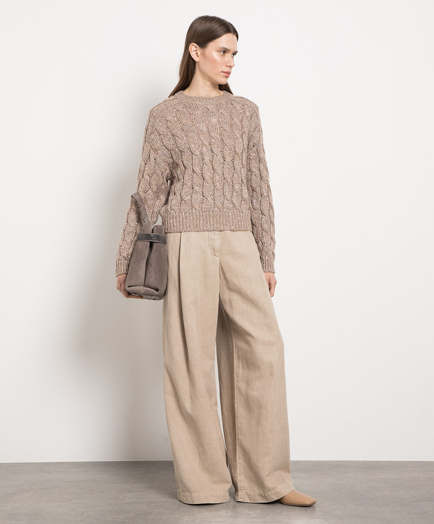 Brunello Cucinelli Beige sweater with sequins MEA358600P image 2