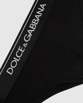 Dolce&Gabbana Набір чорних трусів-сліпів з контрастним логотипом. M9C03JFUGIW