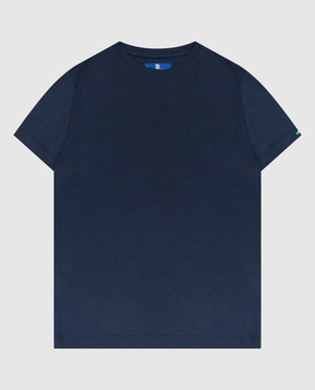 Stefano Ricci Детская темно-синяя футболка с вышивкой в виде орла YNH7400340803