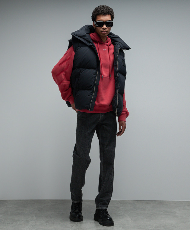 Off-White Черный пуховый жилет с логотипом OMEX007F23FAB001 изображение 2