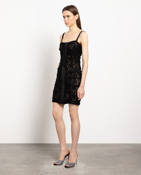 Dolce&Gabbana Чорна сукня міні з мереживом F6A3WTFLMPS