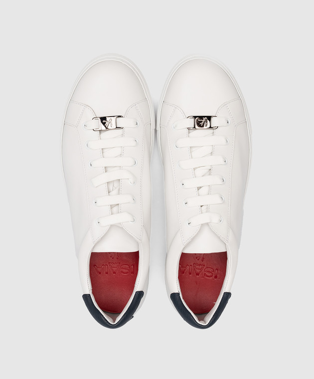 ISAIA White leather sneakers with logo SNVB15CALFB изображение 4
