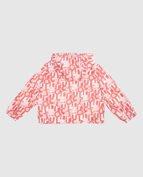 Moncler ENFANT Детская розовая куртка в принт логотипа 1A00022596QD