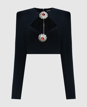 David Koma Чорна укорочена блуза з кристалами AW23DK91T