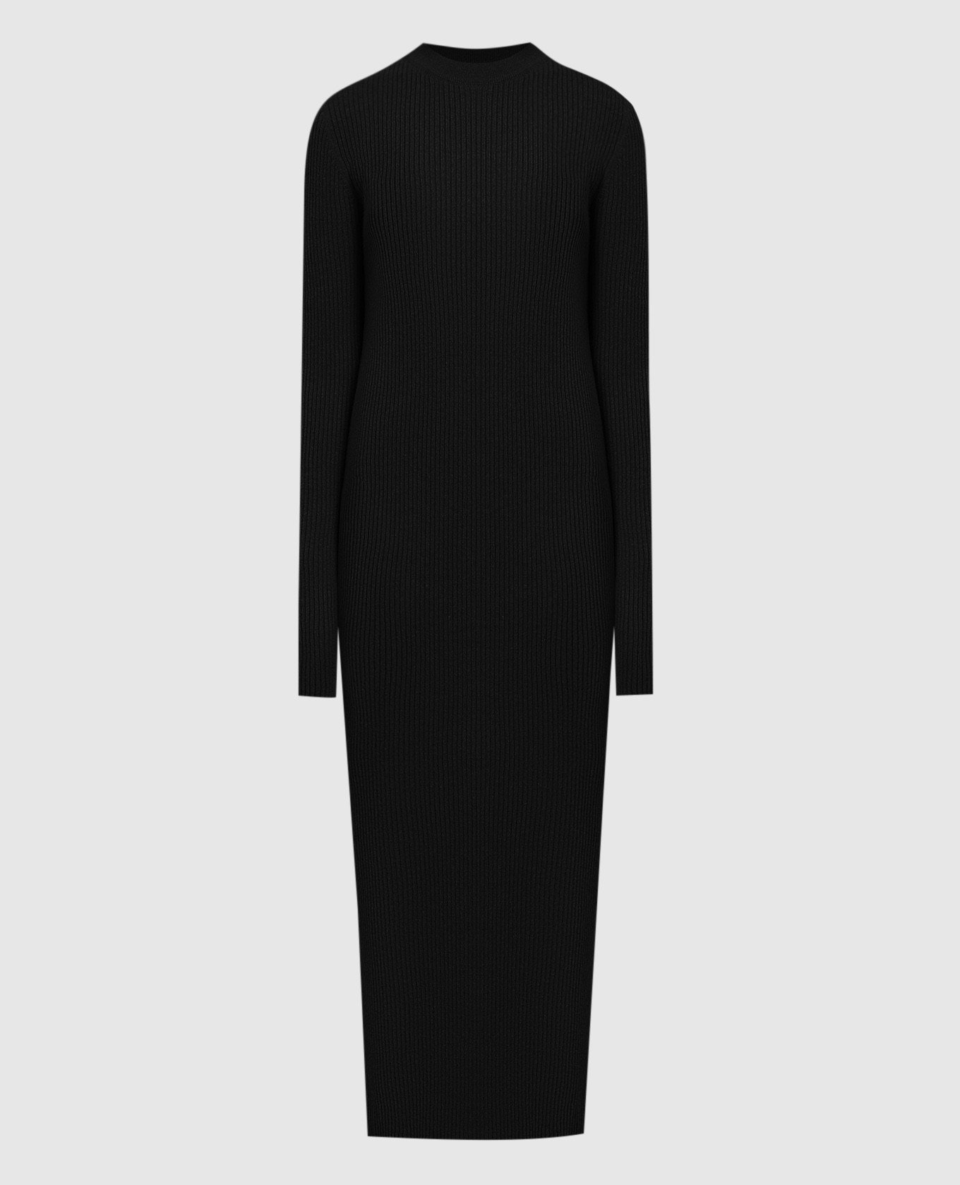 Black cashmere dress with a rib