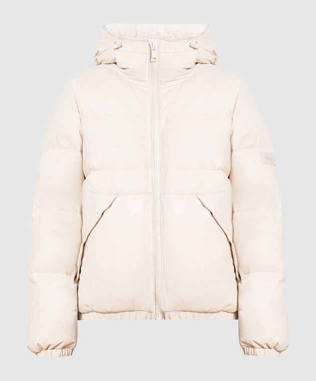 Yves Salomon Army Beige leather down jacket with sheepskin 23WFV06160M04W