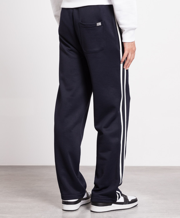Ami Alexandre Mattiussi Blue sports pants with stripes HTR218JE0005 image 4