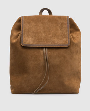 Brunello Cucinelli Brown suede backpack with monil chain MBFXD2217